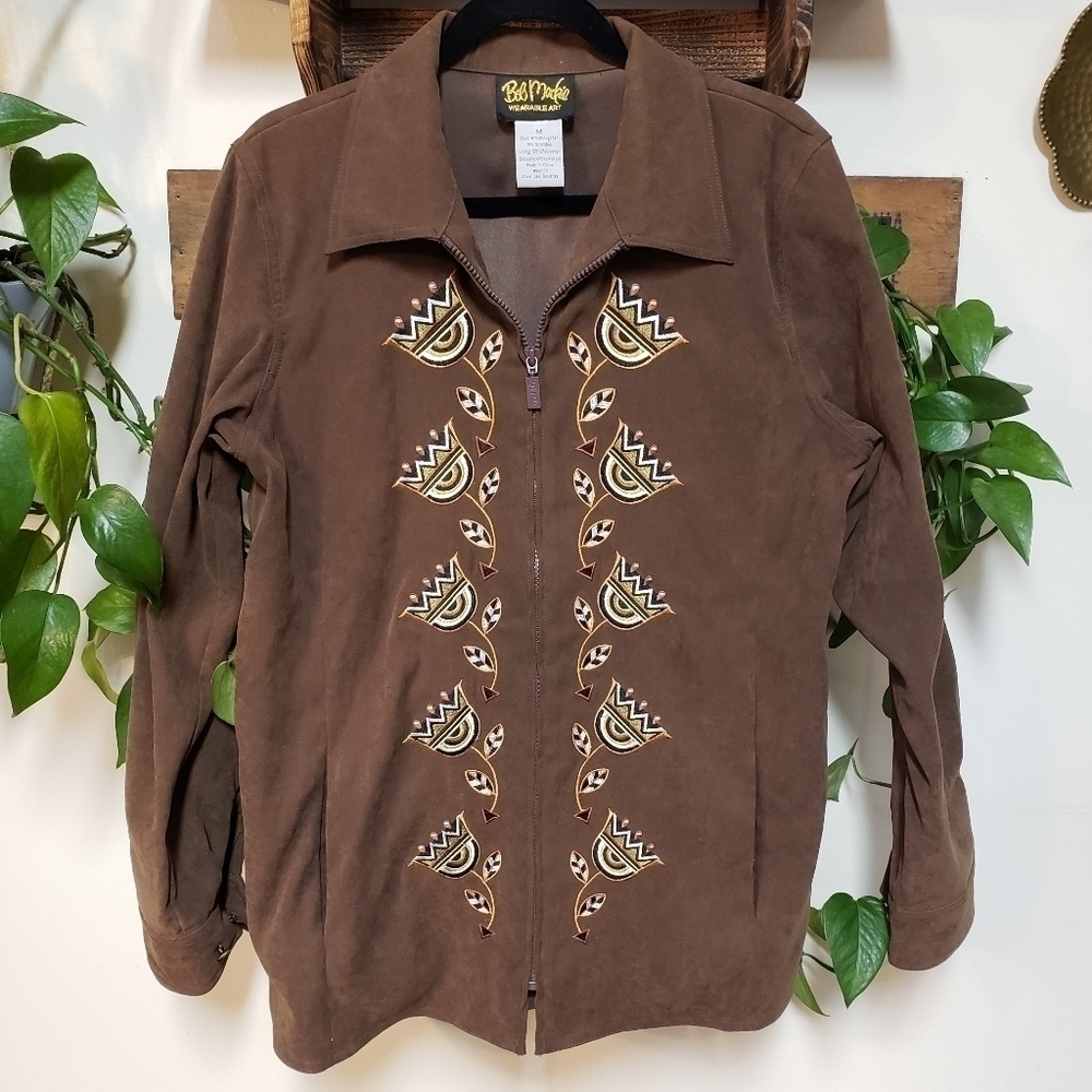 𝅺VINTAGE BOB MACKIE DESIGNER WEARABLE ART SOUTHWESTERN JACKET SIZE M FANTASTIC